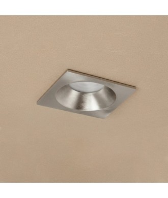 kelvo® EPSILON KLV-101-0049 Χωνευτό Φωτιστικό Downlight Σποτ Μπάνιου για Λάμπα MR16 με Ντουί GU10 AC 220-240V Αδιάβροχο IP65 - Νίκελ Βούρτσας - Μ8.5 x Π8.5 x Υ4.4cm - Q7.5cm x 7.5cm